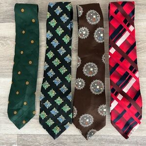 LANVIN Paris Lot of 4 Vintage Silk Ties